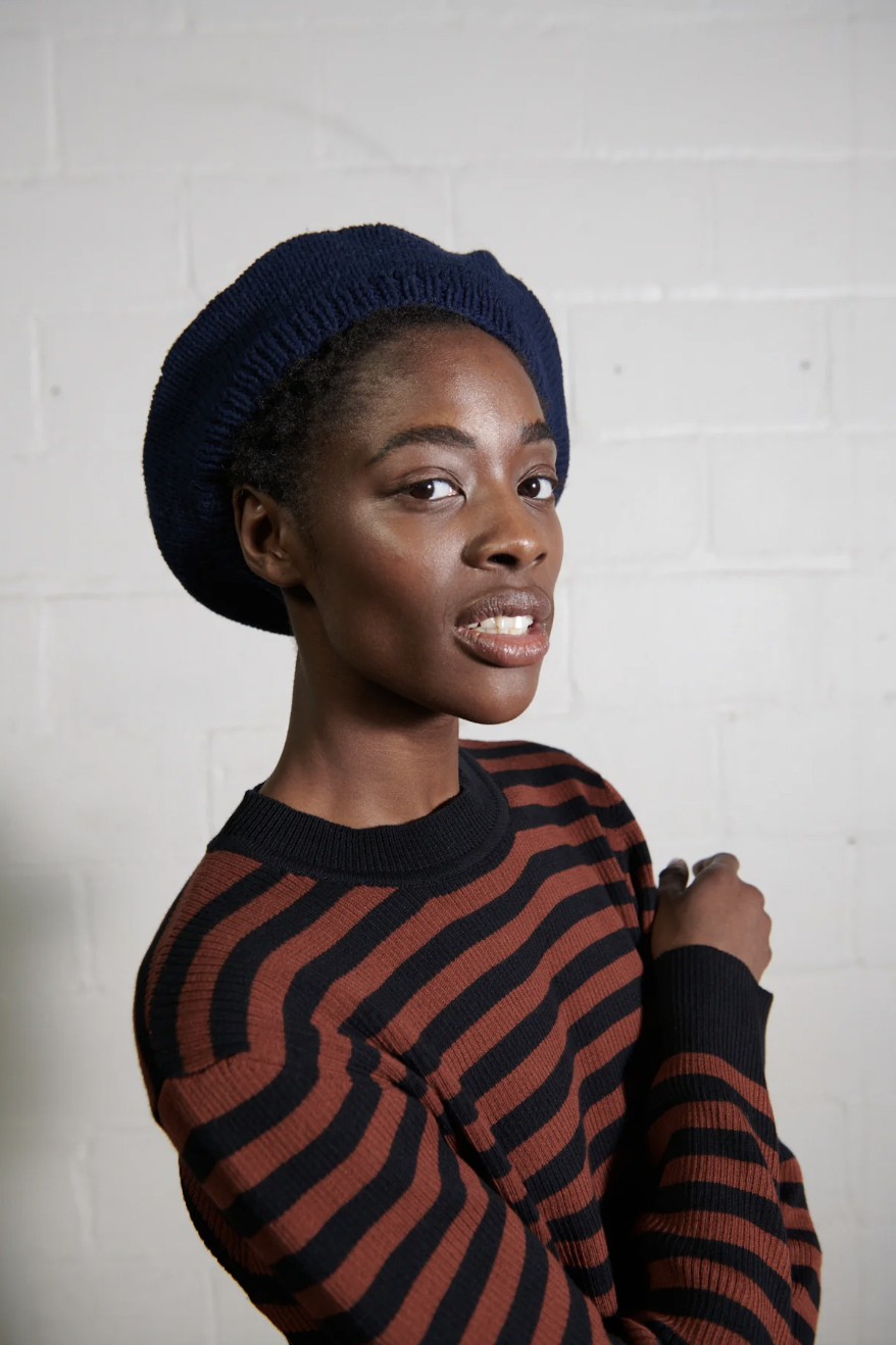 Maria Stanley Cotton Beret - Navy — Cocobolo
